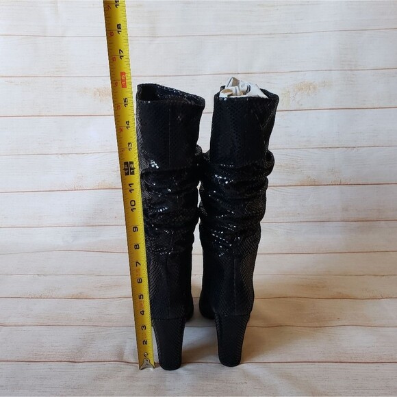 IRO Paris Yasur Gathered Snake Effect All Leather Slouchy Boots Black Size 39 - Picture 13 of 15